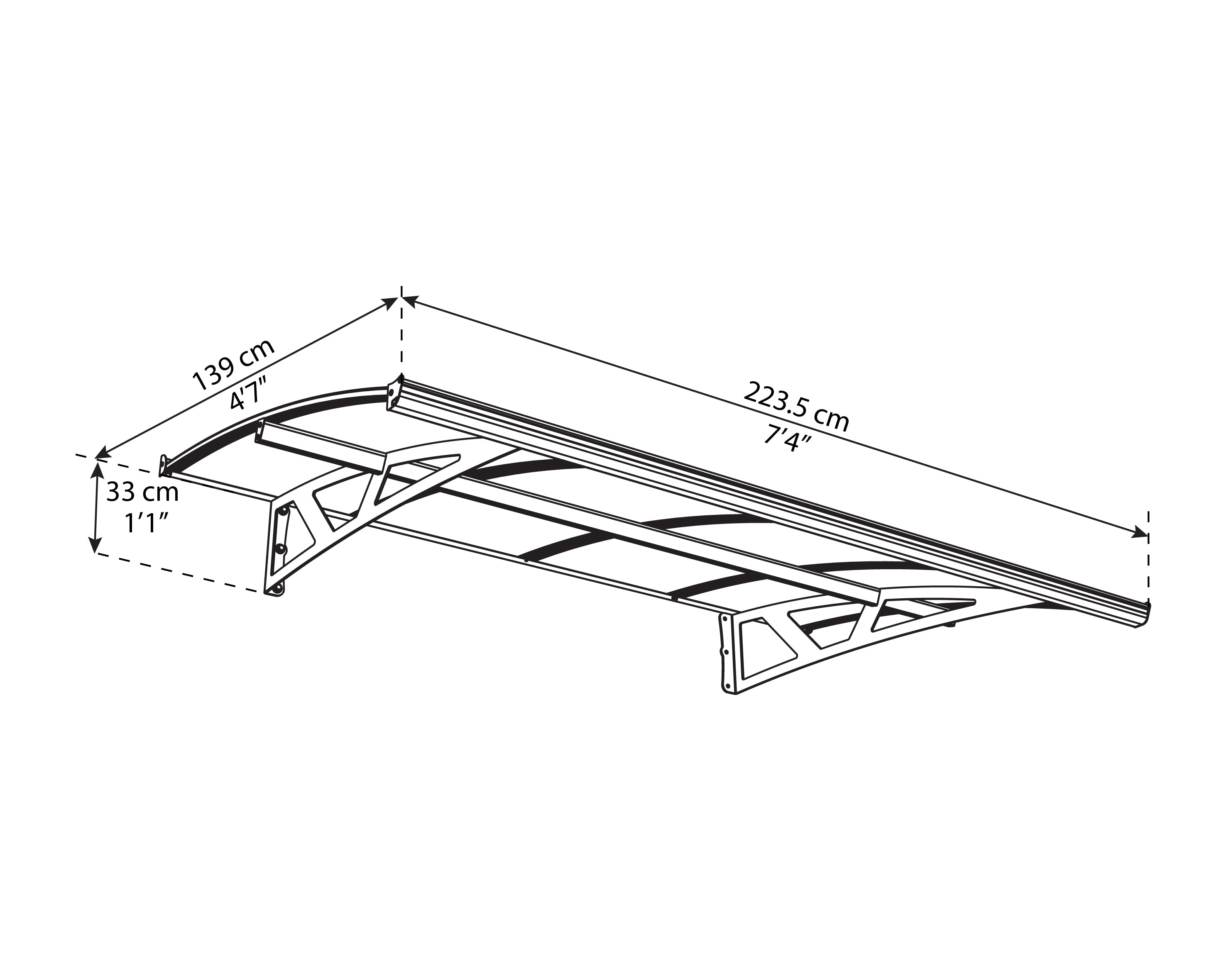 Amsterdam Door Canopy - 2235mm Wide x 1390mm Projection