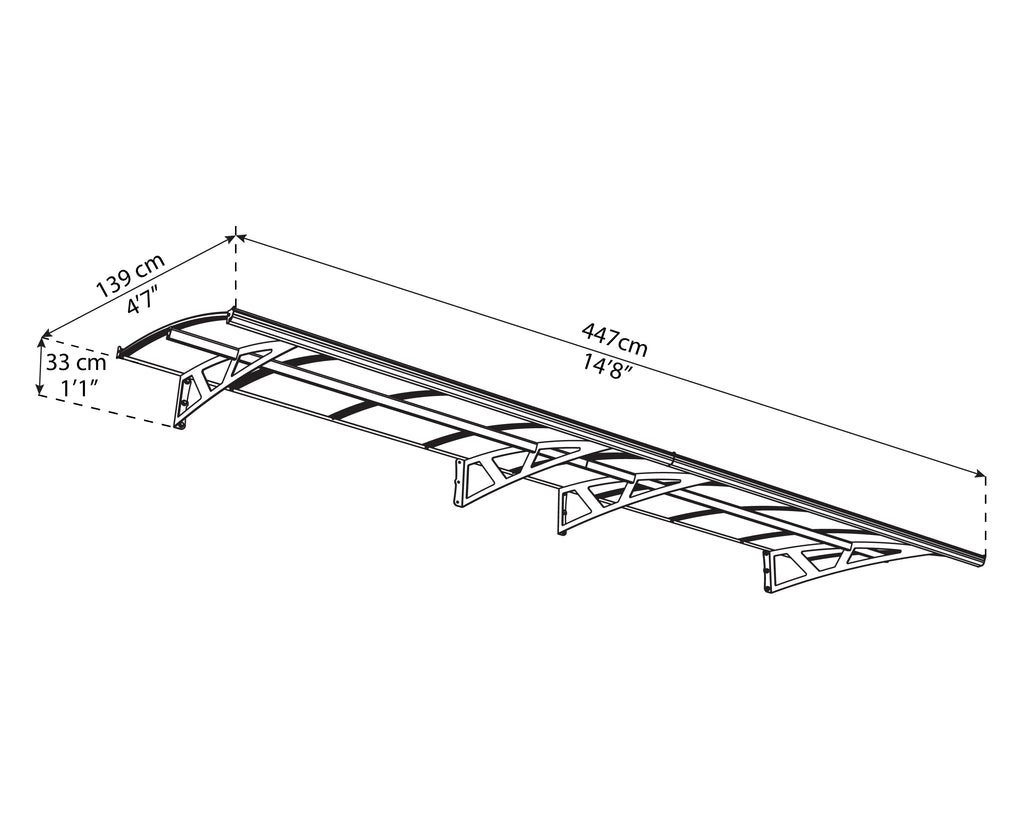 Amsterdam Door Canopy - 4470mm Wide x 1390mm Projection