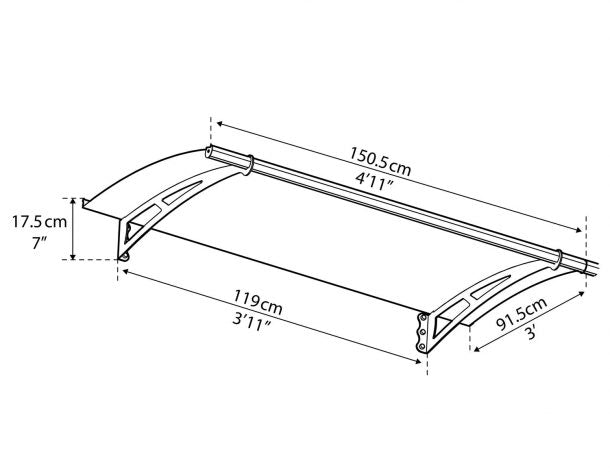Aquila Door Canopy - 1505mm Wide x 915mm Projection