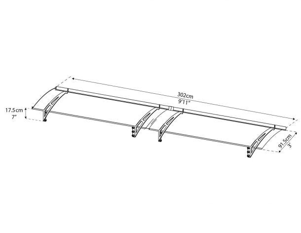 Aquila Door Canopy - 3020mm Wide x 915mm Projection