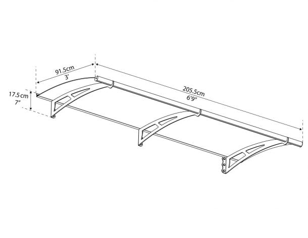 Aquila Door Canopy - 2055mm Wide x 915mm Projection