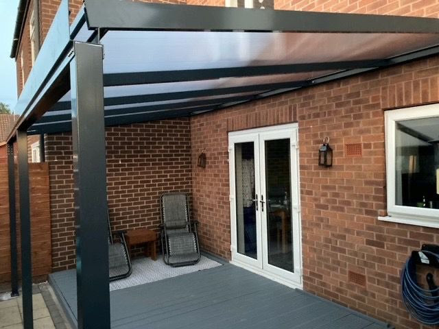 Lean-To Patio Canopy Kit Grey - Available in multiple sizes