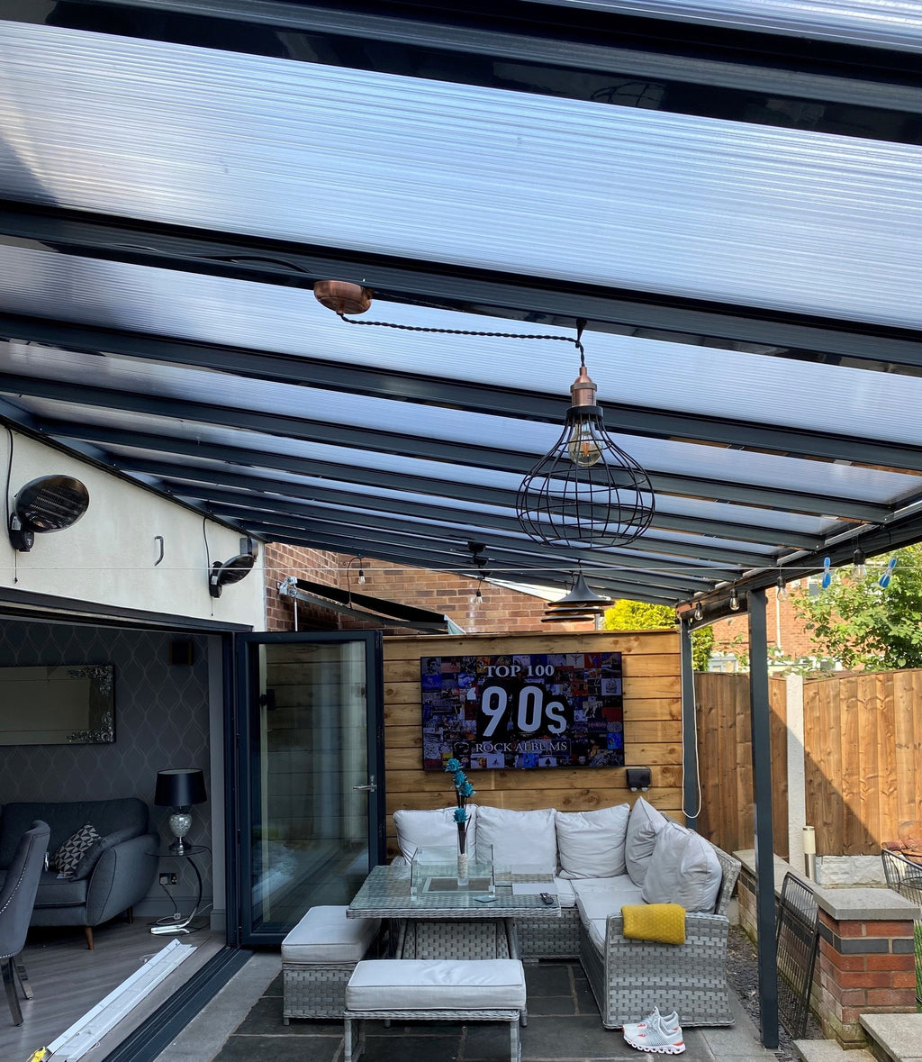 Lean-To Patio Canopy Kit Grey - Available in multiple sizes