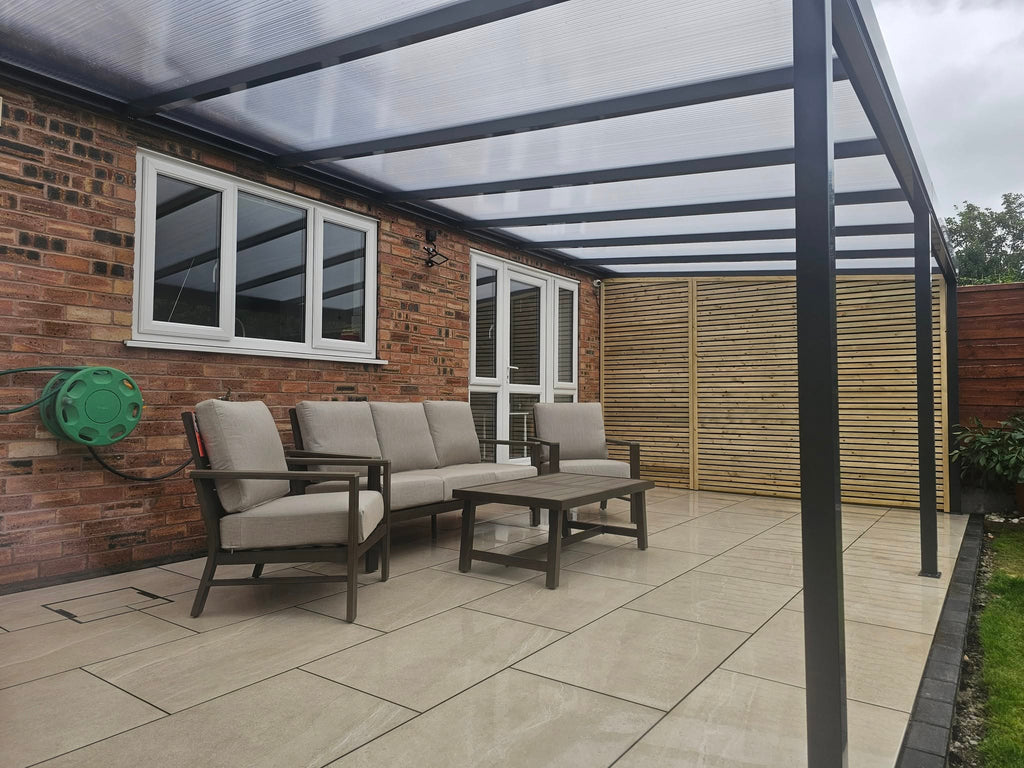 Lean-To Patio Canopy Kit Grey - Available in multiple sizes