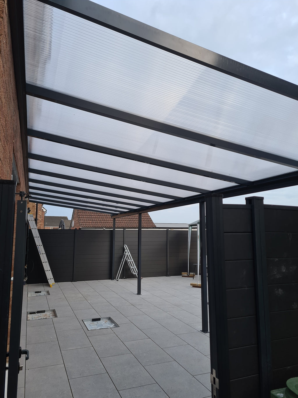 Lean-To Patio Canopy Kit Grey - Available in multiple sizes