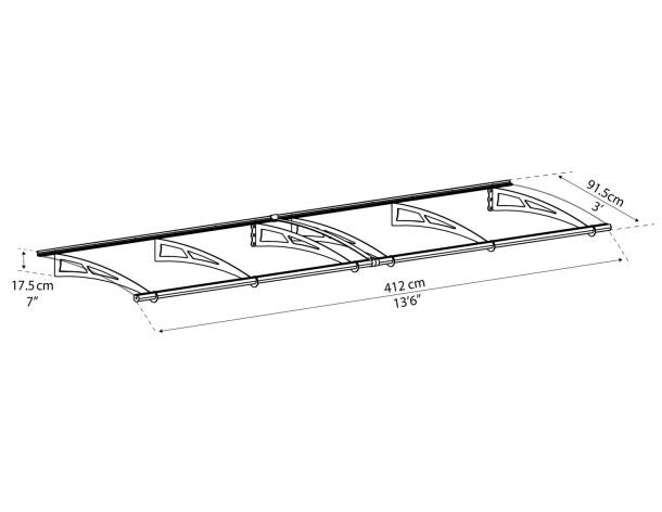 Aquila Door Canopy - 4120mm Wide x 915mm Projection