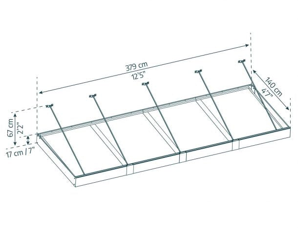 Sophia XL Door Canopy - 3790mm Wide x 1400mm Projection