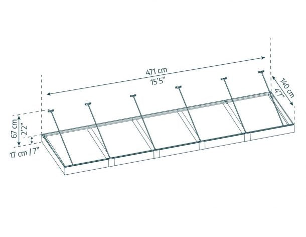 Sophia XL Door Canopy - 4710mm Wide x 1400mm Projection