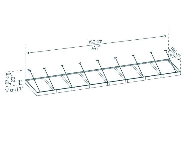 Sophia XL Door Canopy - 7500mm Wide x 1400mm Projection