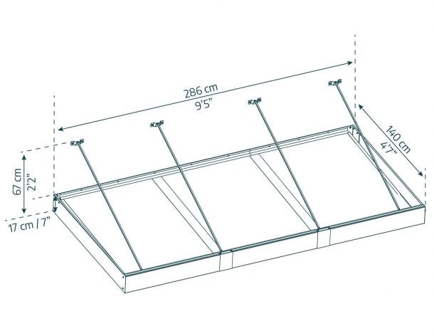 Sophia XL Door Canopy - 2860mm Wide x 1400mm Projection