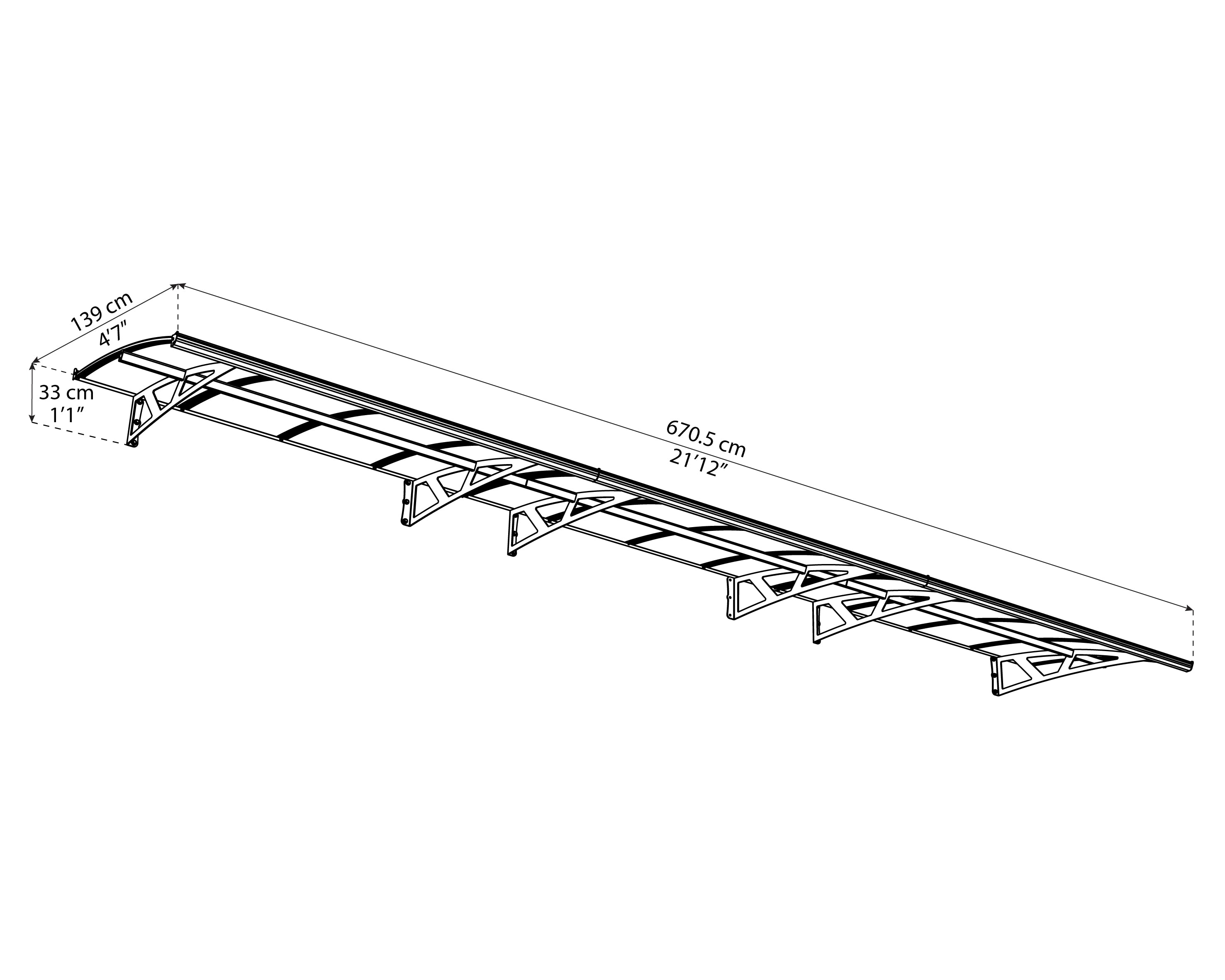 Amsterdam Door Canopy - 6705mm Wide x 1390mm Projection
