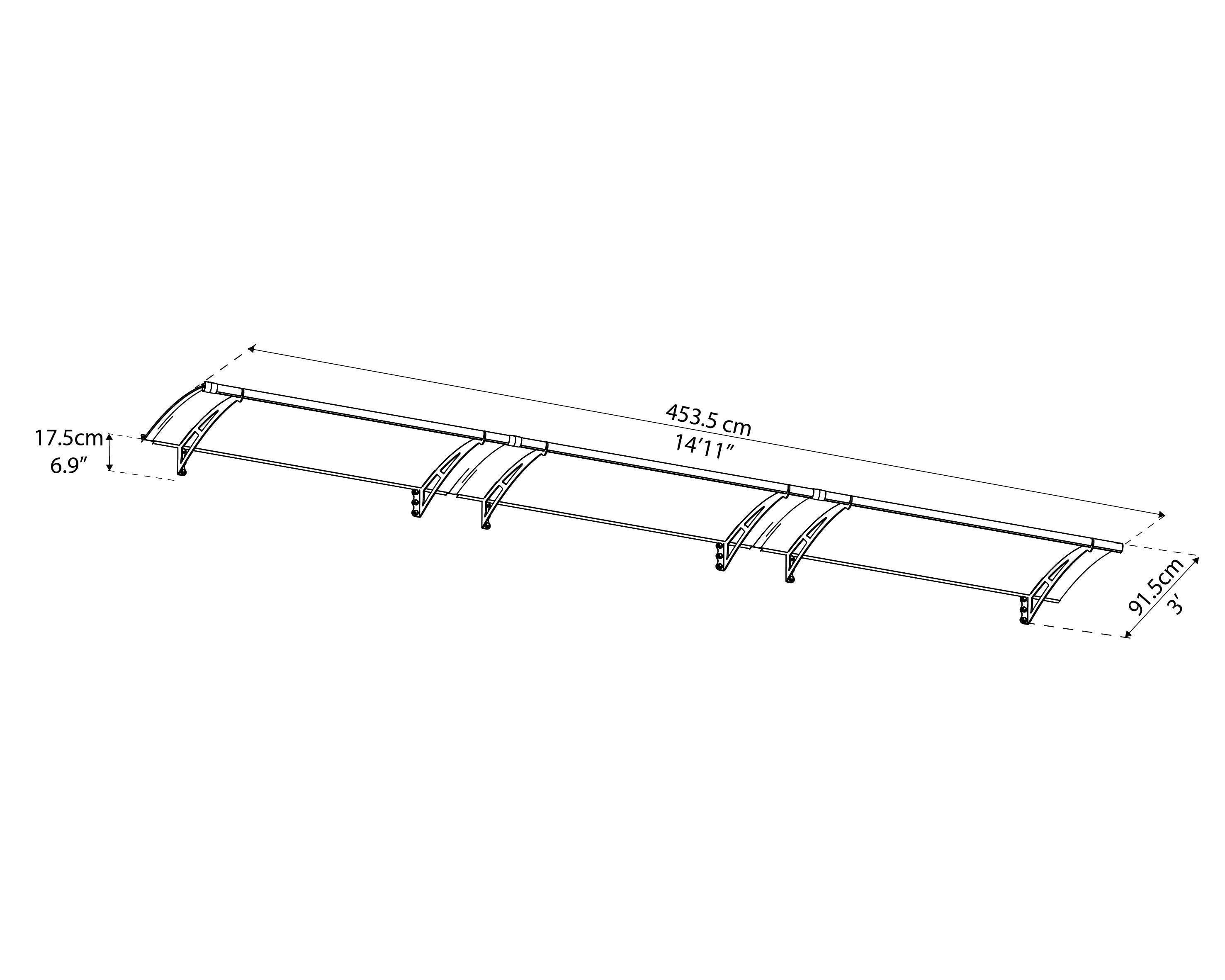 Aquila Door Canopy - 4535mm Wide x 915mm Projection