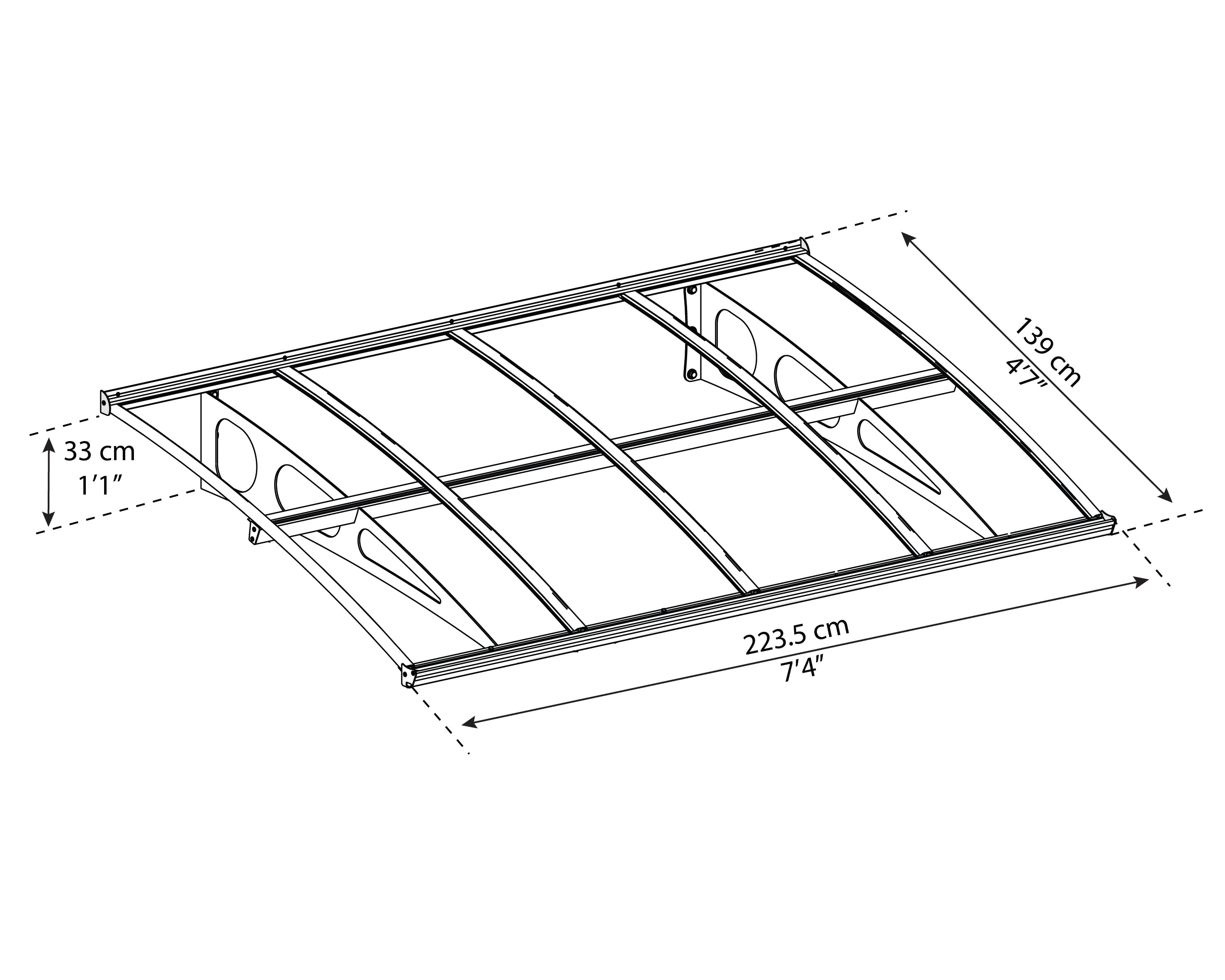 Bordeaux Door Canopy - 2235mm Wide x 1390mm Projection