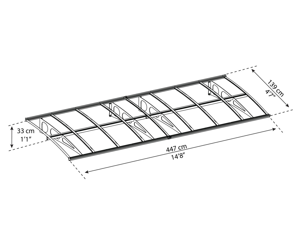 Bordeaux Door Canopy - 4470mm Wide x 1390mm Projection